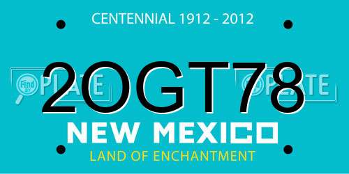 2OGT78 New Mexico License Plate