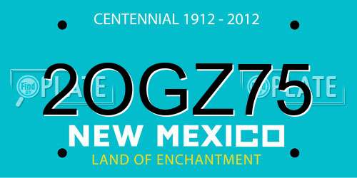 2OGZ75 New Mexico License Plate