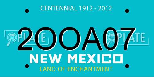 2OOA07 New Mexico License Plate