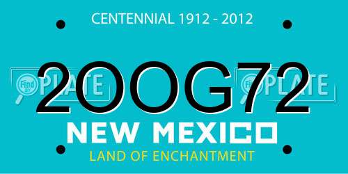 2OOG72 New Mexico License Plate