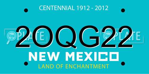 2OQG22 New Mexico License Plate