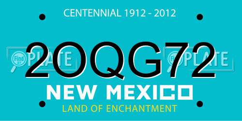 2OQG72 New Mexico License Plate
