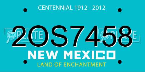 2OS7458 New Mexico License Plate
