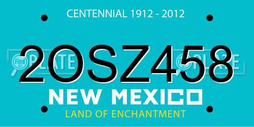 2OSZ458 New Mexico License Plate