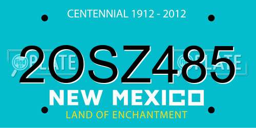 2OSZ485 New Mexico License Plate