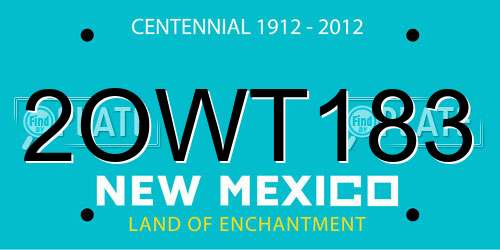 2OWT183 New Mexico License Plate