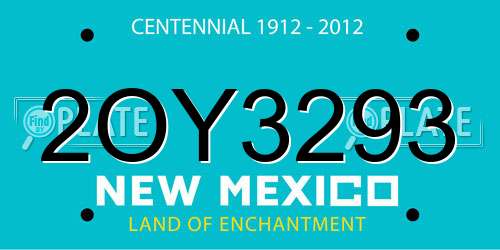 2OY3293 New Mexico License Plate