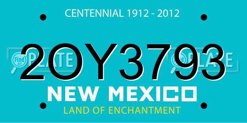 2OY3793 New Mexico License Plate
