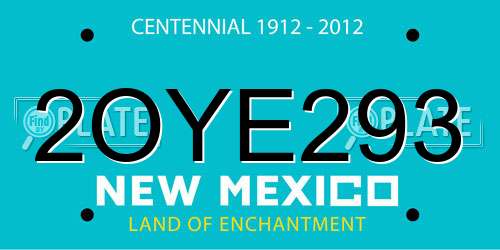 2OYE293 New Mexico License Plate