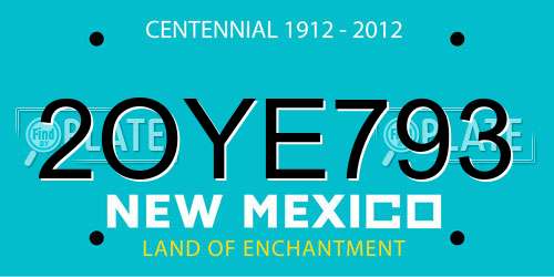 2OYE793 New Mexico License Plate