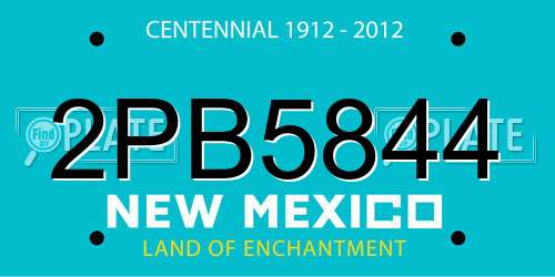 2PB5844 New Mexico License Plate