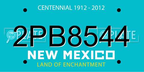2PB8544 New Mexico License Plate
