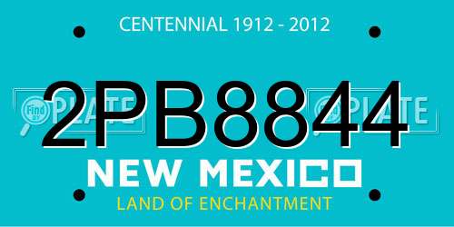 2PB8844 New Mexico License Plate