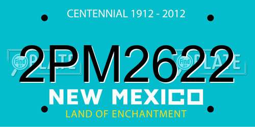 2PM2622 New Mexico License Plate