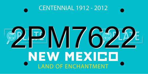 2PM7622 New Mexico License Plate