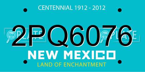 2PQ6076 New Mexico License Plate