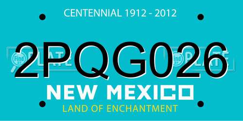 2PQG026 New Mexico License Plate
