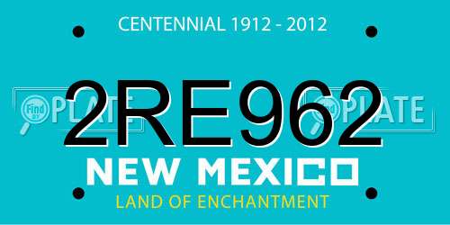 2RE962 New Mexico License Plate