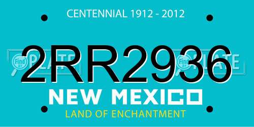 2RR2936 New Mexico License Plate