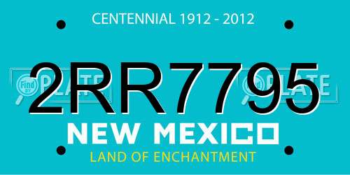 2RR7795 New Mexico License Plate