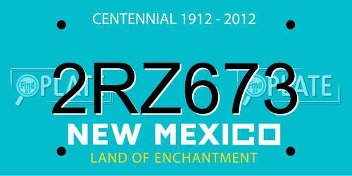 2RZ673 New Mexico License Plate