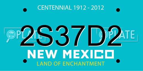 2S37D2 New Mexico License Plate
