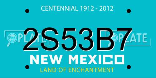 2S53B7 New Mexico License Plate