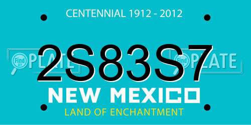2S83S7 New Mexico License Plate