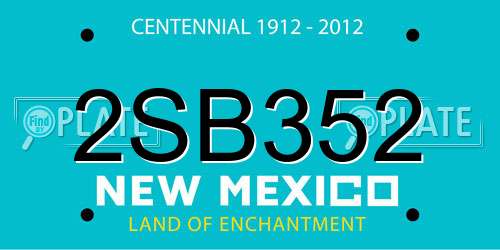 2SB352 New Mexico License Plate