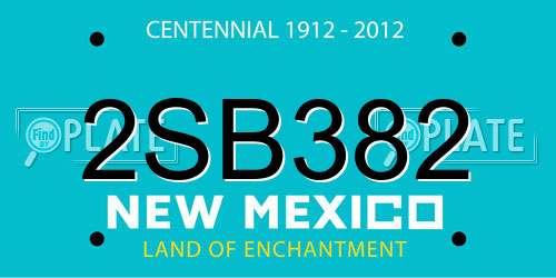 2SB382 New Mexico License Plate