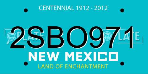 2SBO971 New Mexico License Plate