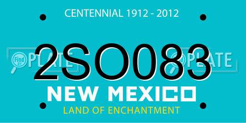 2SO083 New Mexico License Plate