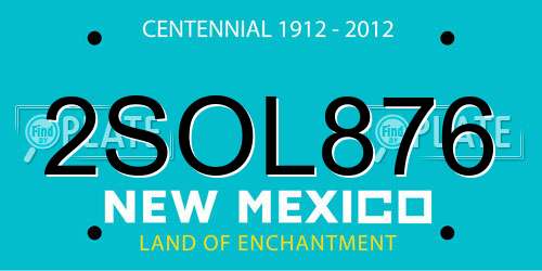 2SOL876 New Mexico License Plate