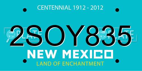 2SOY835 New Mexico License Plate