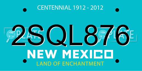 2SQL876 New Mexico License Plate