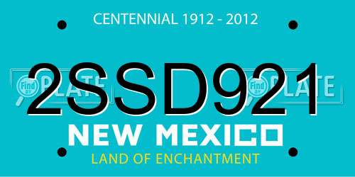 2SSD921 New Mexico License Plate