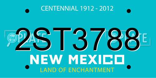 2ST3788 New Mexico License Plate