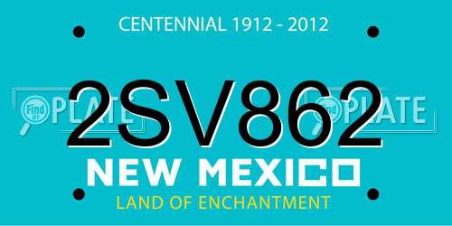 2SV862 New Mexico License Plate