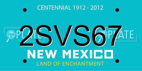 2SVS67 New Mexico License Plate