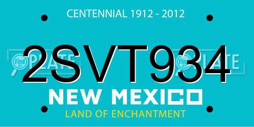 2SVT934 New Mexico License Plate