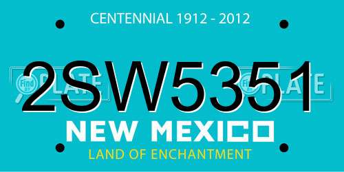 2SW5351 New Mexico License Plate