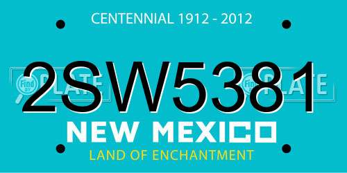 2SW5381 New Mexico License Plate