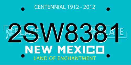 2SW8381 New Mexico License Plate