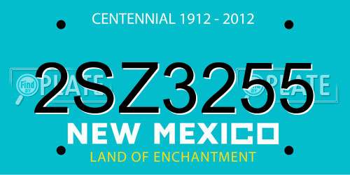 2SZ3255 New Mexico License Plate
