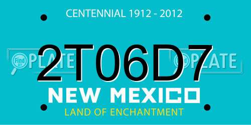 2T06D7 New Mexico License Plate
