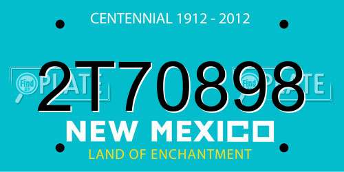 2T70898 New Mexico License Plate