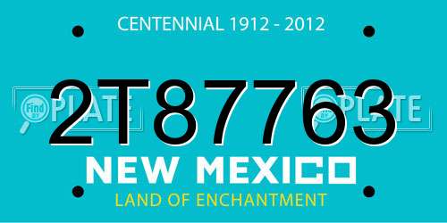 2T87763 New Mexico License Plate