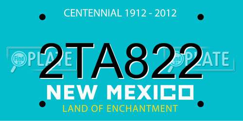 2TA822 New Mexico License Plate