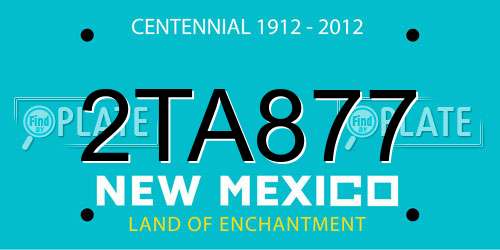 2TA877 New Mexico License Plate