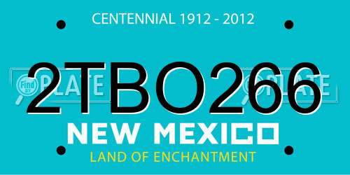 2TBO266 New Mexico License Plate